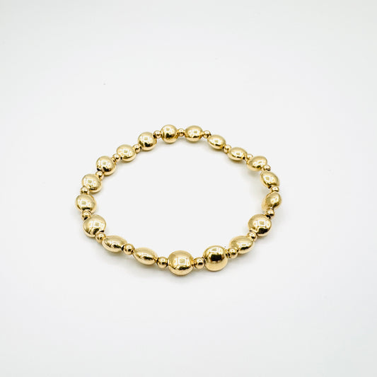 Honesty Gold Grateful Pattern 6mm Bead Bracelet