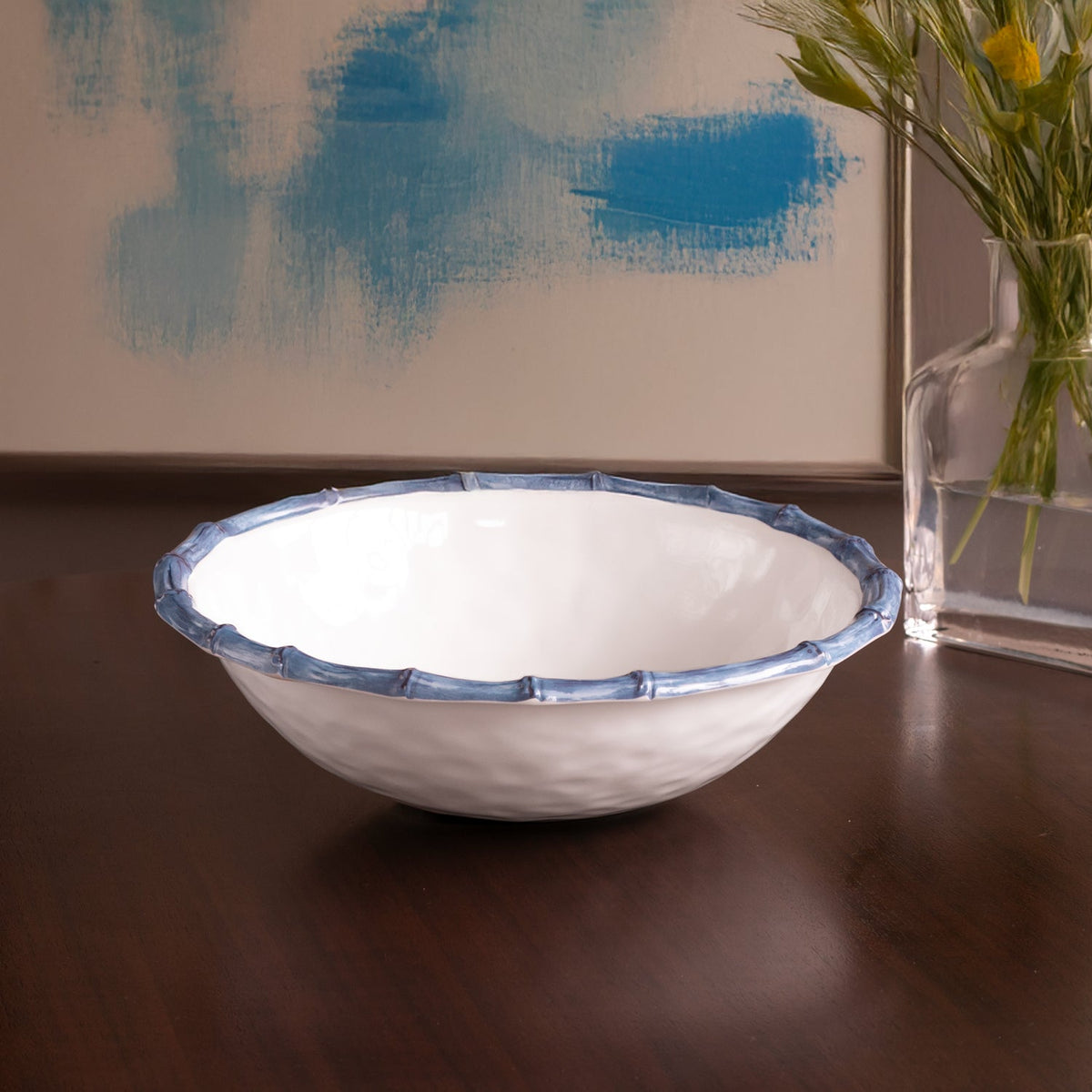 Beatriz Ball VIDA Bamboo Large Salad Bowl (White and Blue)
