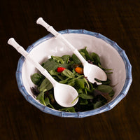 Beatriz Ball VIDA Bamboo Large Salad Bowl (White and Blue)