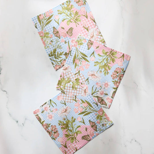 Floral Collage Dishcloth Set of 3