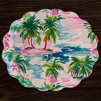 Beatriz Ball VIDA Reversible Round Placemats Set of 4, Palm Trees - Multi