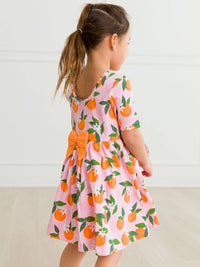 Girls Orange You The Sweetest Short Sleeve Knit Twirl Dress