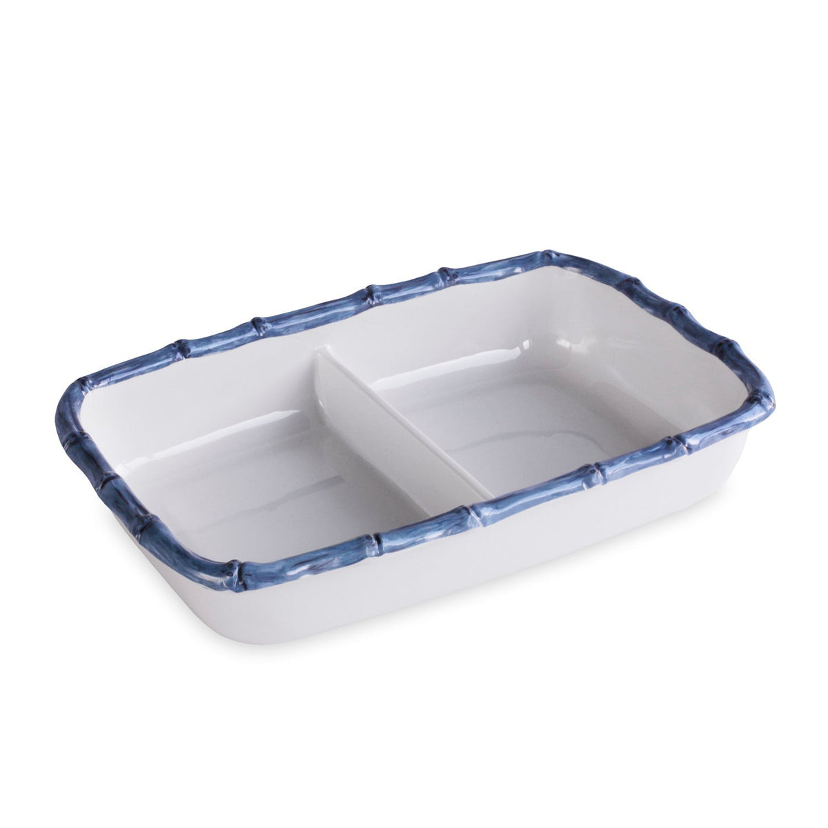 Beatriz Ball VIDA Bamboo Double Casserole (White and Blue)