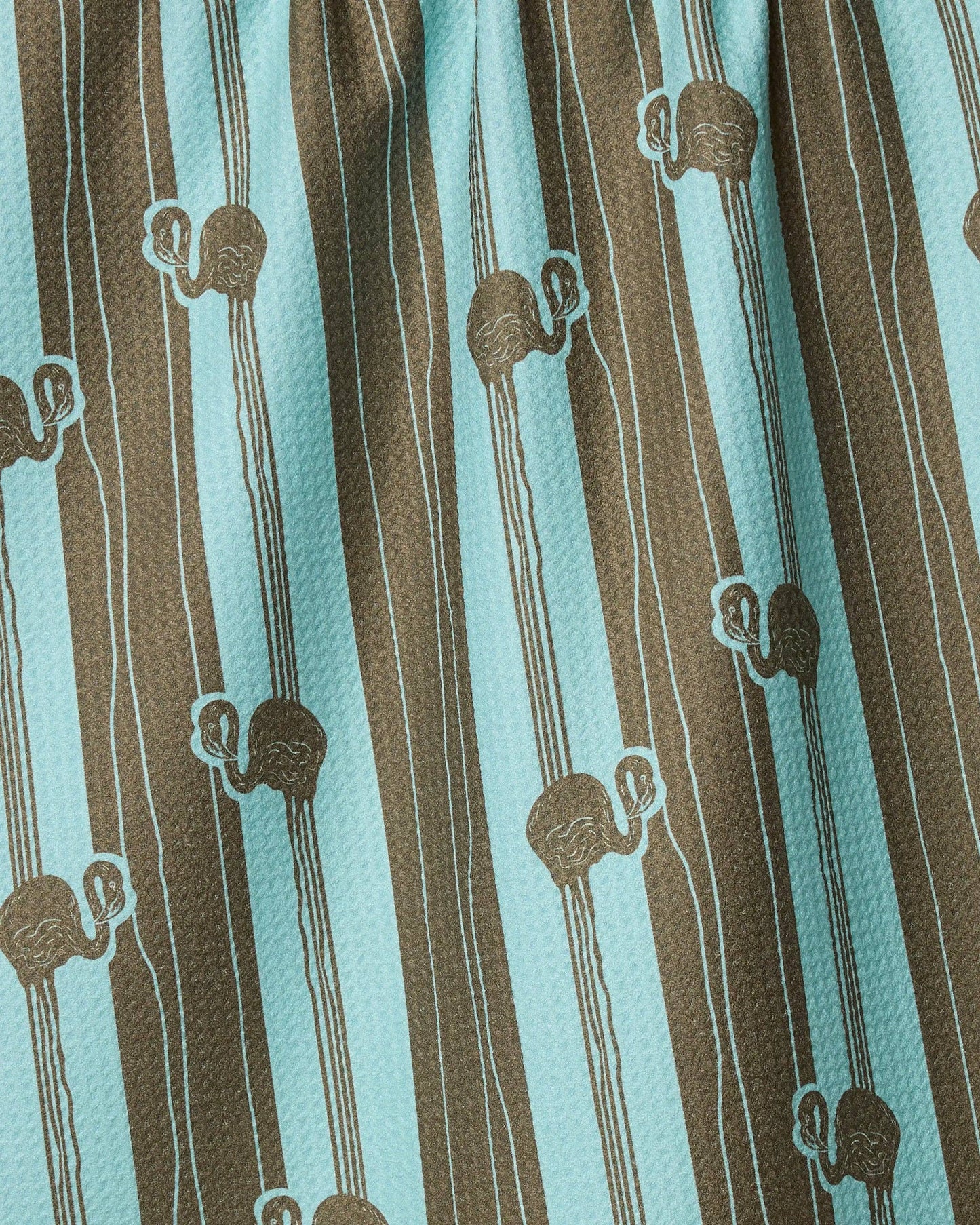 Flamingo Stripe Teal Tea Towel