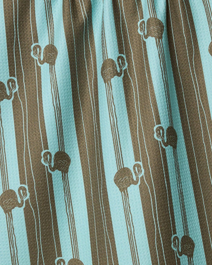 Flamingo Stripe Teal Tea Towel
