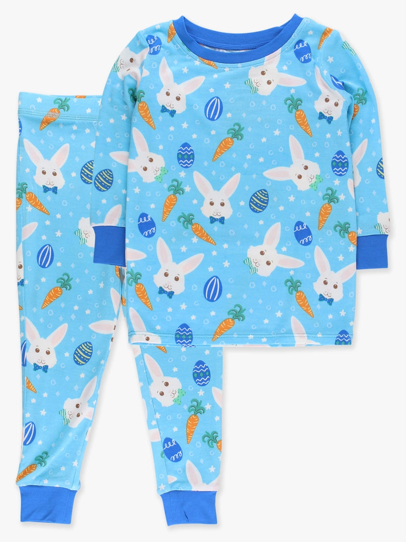 Softsnooze™ Blue Bow Tie Bunnies LS PJ Set