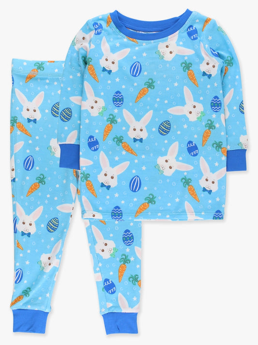 Softsnooze™ Blue Bow Tie Bunnies LS PJ Set
