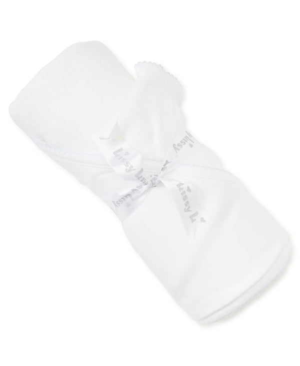 White/Blue Basics Hooded Towel & Mitt Set