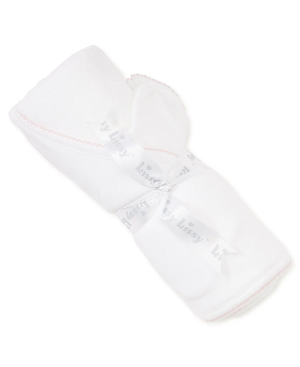 White/Pink Basics Hooded Towel & Mitt Set