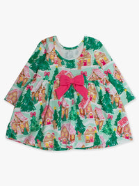 Pink Gingerbread Long Sleeve Twirl Dress