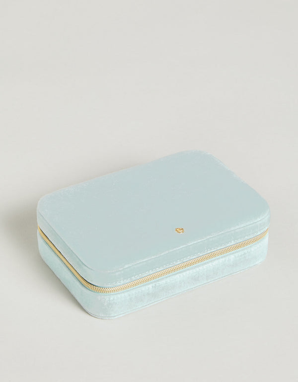 XL Jewelry Travel Case Sea Foam Velvet