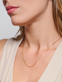 Rizen Jewelry Delicate Cross Chain Breaker Necklace, Gold-plated