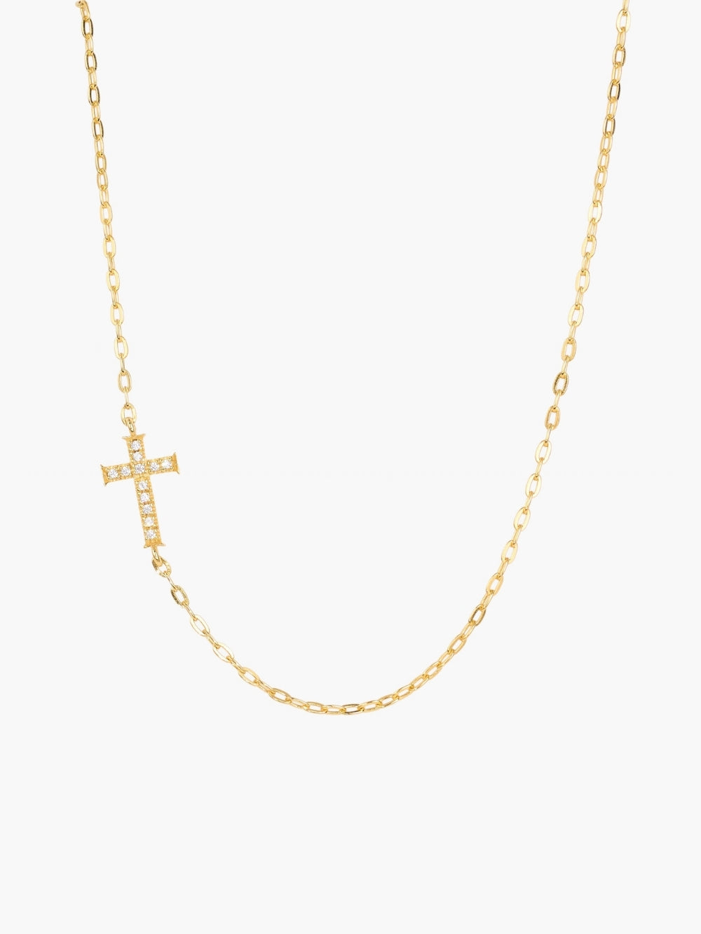 Rizen Jewelry Delicate Cross Chain Breaker Necklace, Gold-plated