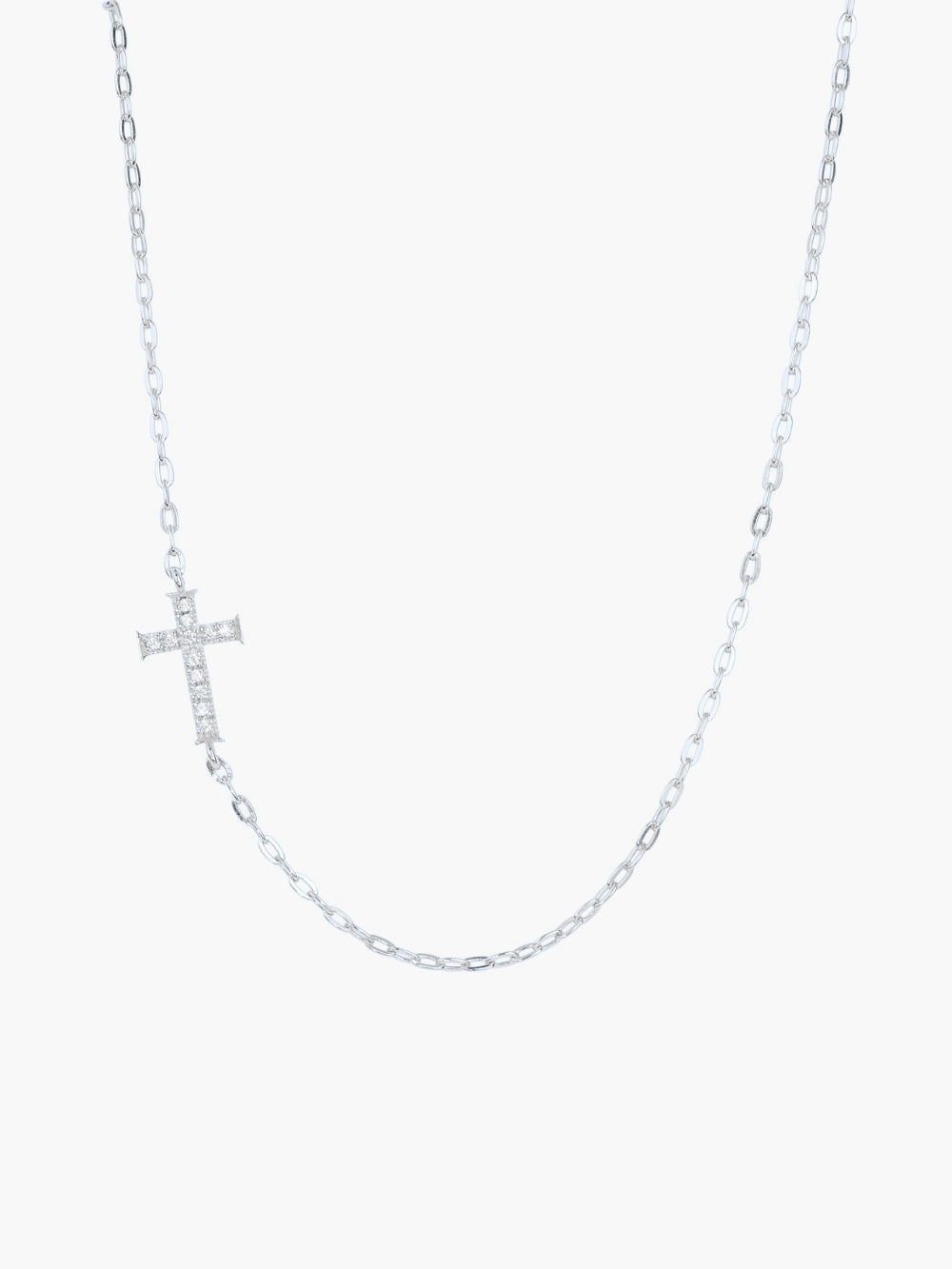 Rizen Jewelry Delicate Cross Chain Breaker Necklace, Sterling silver