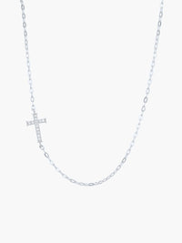 Rizen Jewelry Delicate Cross Chain Breaker Necklace, Sterling silver