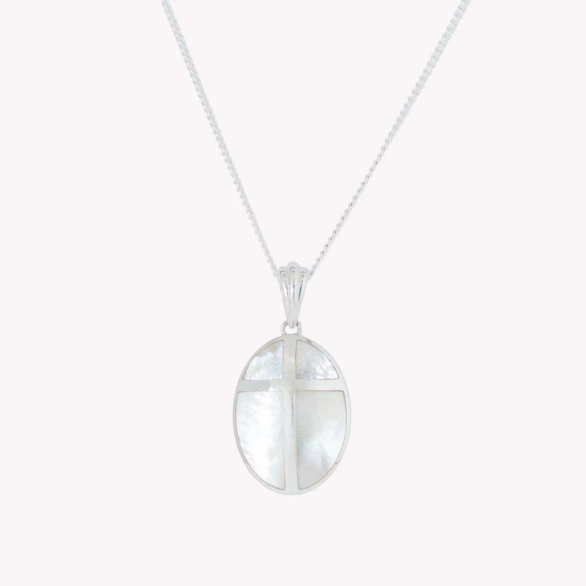 Mother Of Pearl Cross Pendant Necklace