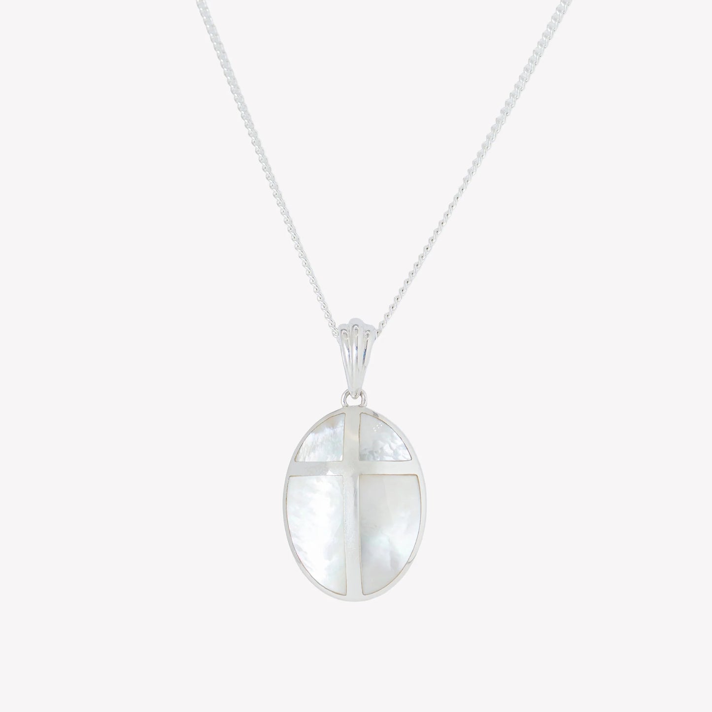 Mother Of Pearl Cross Pendant Necklace