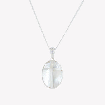 Mother Of Pearl Cross Pendant Necklace