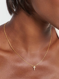 Rizen Jewelry Dainty Luminous Cross Pavé Necklace, Gold-plated