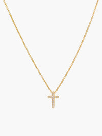 Rizen Jewelry Dainty Luminous Cross Pavé Necklace, Gold-plated