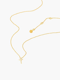 Rizen Jewelry Dainty Luminous Cross Pavé Necklace, Gold-plated