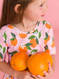 Girls Orange You The Sweetest Short Sleeve Knit Twirl Dress