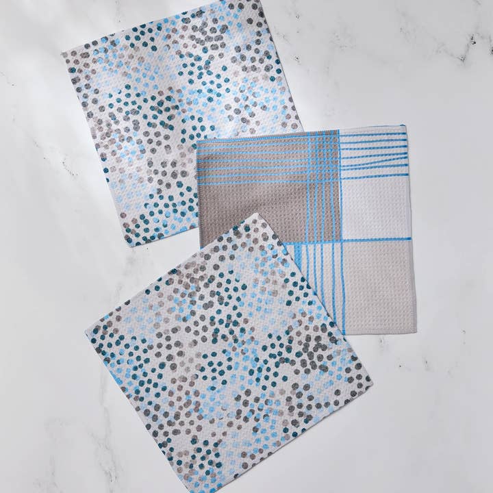 Cool Blocks and Dots Dishcloth Set of 3