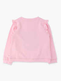 Girls Pink Santa Joy Applique Flutter Sweatshirt