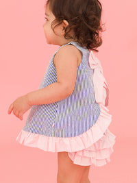 Baby Girls Blue Seersucker Ruffle Swing Top & Bloomer Set