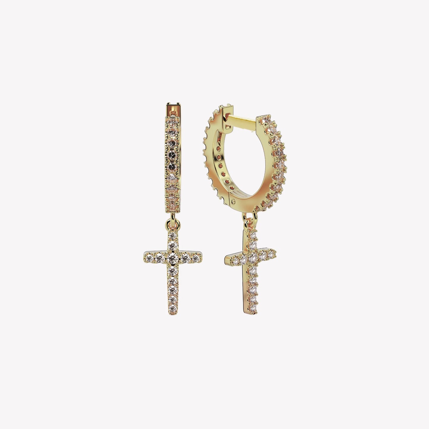 Luminous Pavé Cross Huggie Hoop Earrings