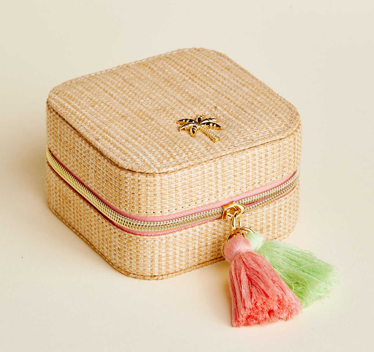 Boho Jewelry Mirror Travel Case Palm Tree