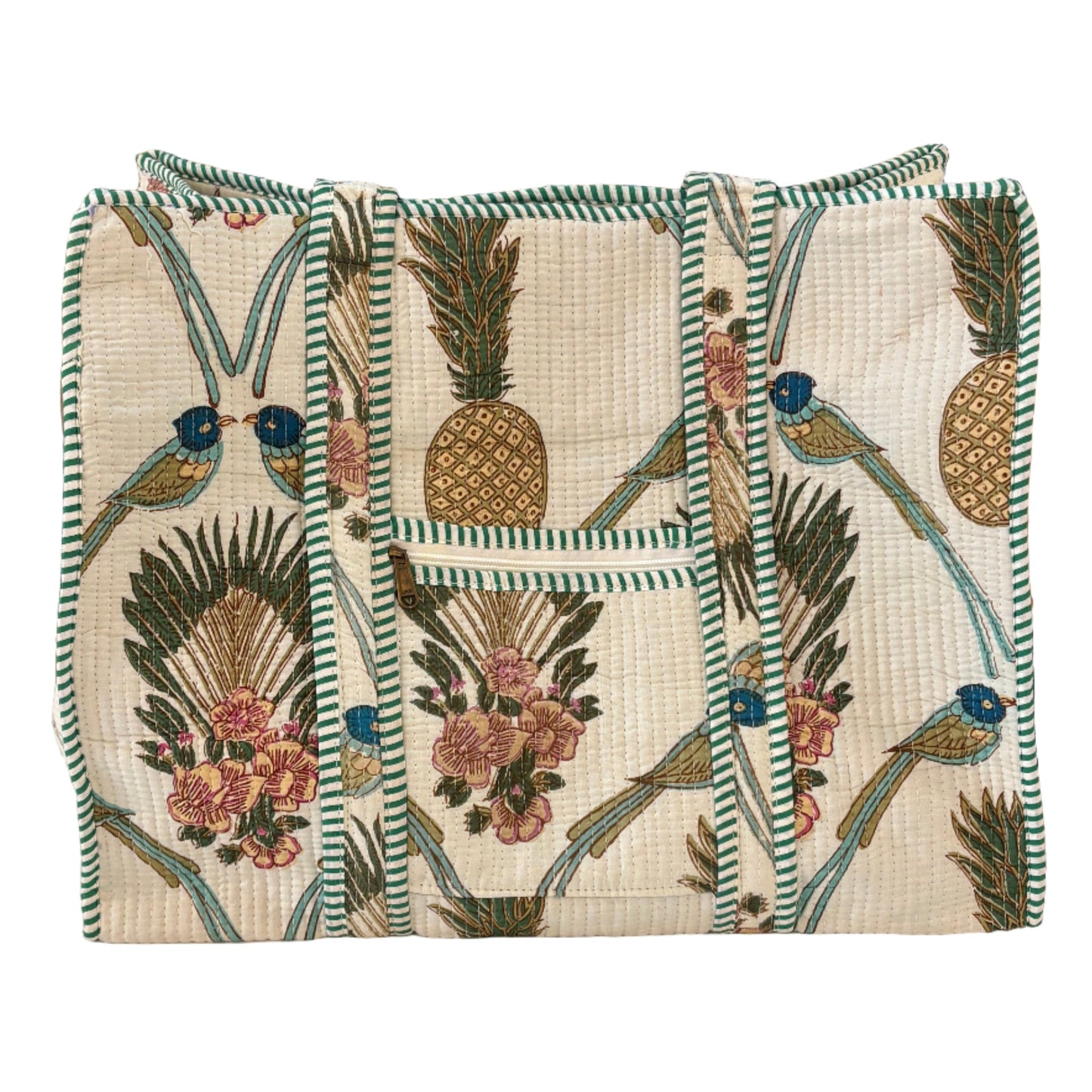 Zip Top Quilted Tote