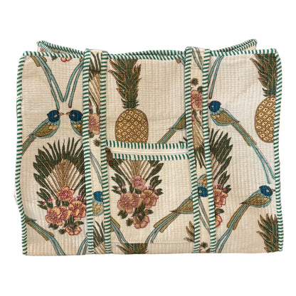 Zip Top Quilted Tote