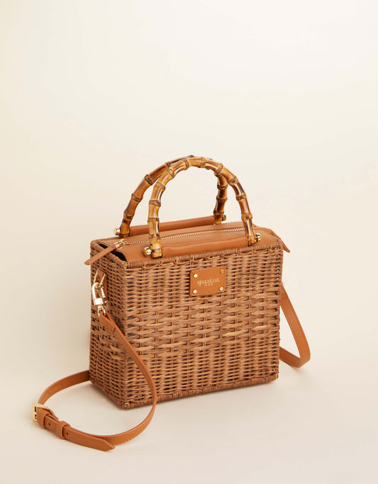 Bamboo Rattan Satchel Nutmeg