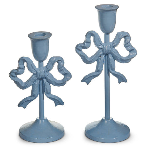 Blue Bow Candlesticks
