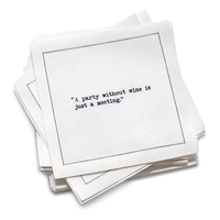 Wine Quotes - White Cotton Cocktail Napkins