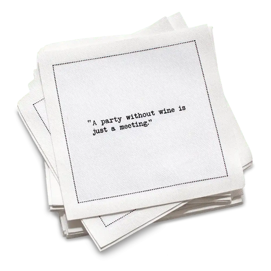 Wine Quotes - White Cotton Cocktail Napkins