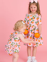 Girls Orange You The Sweetest Short Sleeve Knit Twirl Dress