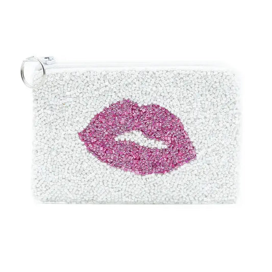 Silver and Pink Lips Coin Purse