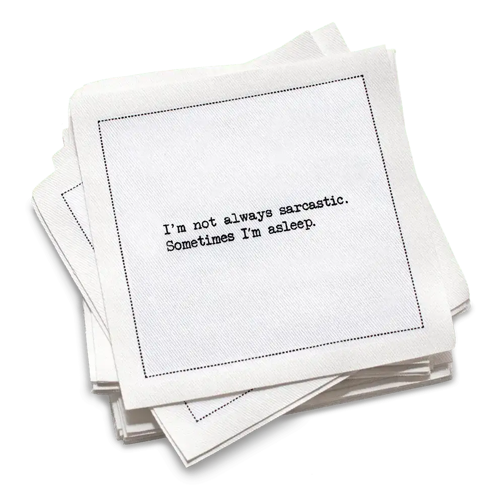 Snarky Quotes - White Cotton Cocktail Napkins