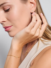 Rizen Jewelry Delicate Cross Chain Breaker Bracelet, Gold-plated 6.7"