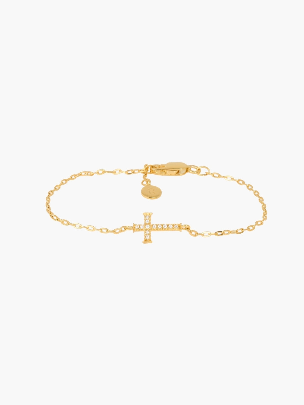 Rizen Jewelry Delicate Cross Chain Breaker Bracelet, Gold-plated 6.7"