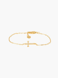 Rizen Jewelry Delicate Cross Chain Breaker Bracelet, Gold-plated 6.7"