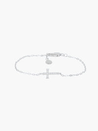 Rizen Jewelry Delicate Cross Chain Breaker Bracelet, Sterling silver 6.7"