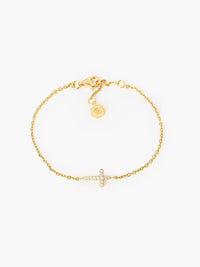Rizen Jewelry Dainty Luminous Cross Pavé Bracelet, Gold-plated 6.7"