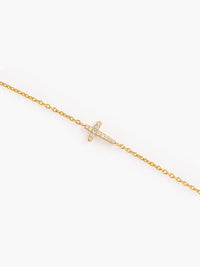 Rizen Jewelry Dainty Luminous Cross Pavé Bracelet, Gold-plated 6.7"
