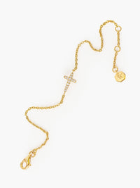 Rizen Jewelry Dainty Luminous Cross Pavé Bracelet, Gold-plated 6.7"