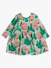 Pink Gingerbread Long Sleeve Twirl Dress