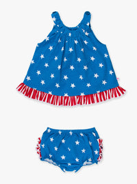 Baby Girls Stars & Stripes Knit Swing Top & Bloomer Set