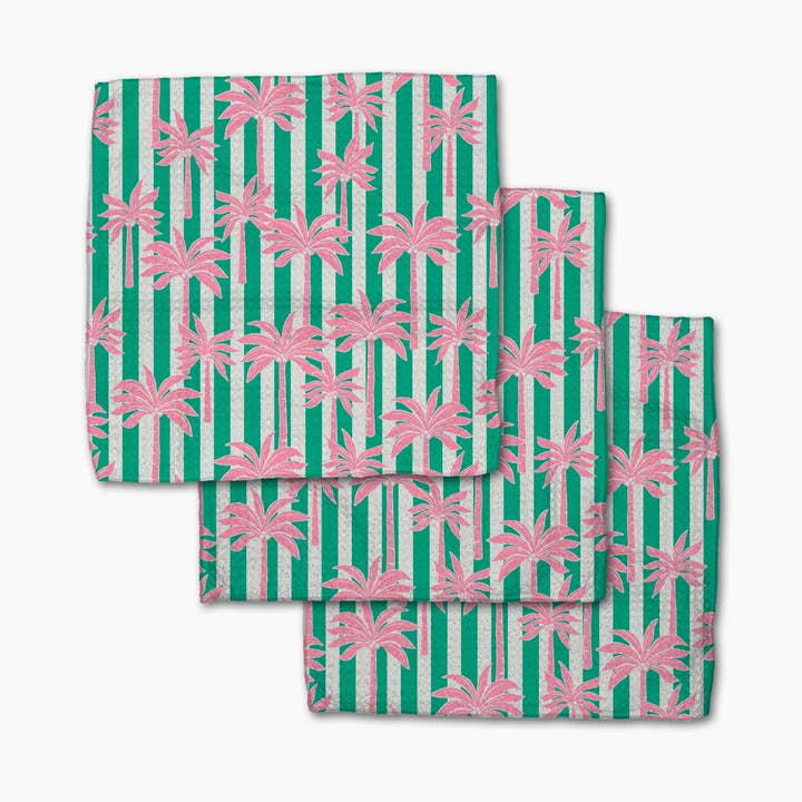 Palm Tree Stripe Dishcloth Set of 3